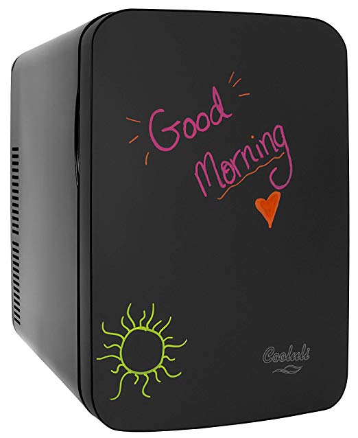 Cooluli Vibe Black 15 Liter Compact Portable Cooler Warmer Blackboard Mini Fridge for Bedroom, Office, Dorm, Car - Great for Skincare & Cosmetics (110-240V/12V)