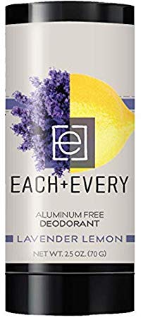 Each & Every All Natural 2.5oz Deodorant for Men and Women | Non-Toxic, Aluminum Free, Baking Soda Free, Paraben Free | Vegan, Cruelty Free | Made with Essential Oils | Lavender Lemon