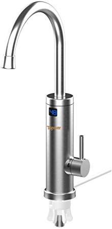 Electric Hot Water Taps,TopSer Pro 220V Tankless Electric Heater Kitchen Taps,360 Degree Rotate Cold and Hot Water Tap with LCD Display for Kitchen,Bathroom,Washroom [British Standard Plug]
