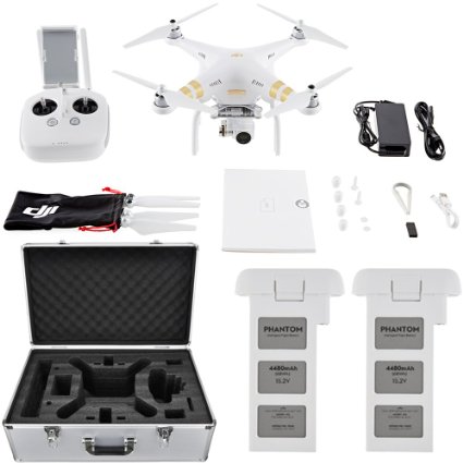 DJI Phantom 3 4K Quadcopter Drone with 4K Camera and 3-Axis Gimbal Flight Bundle includes Drone, Aluminum Carrying Case and Spare Intelligent Flight Battery