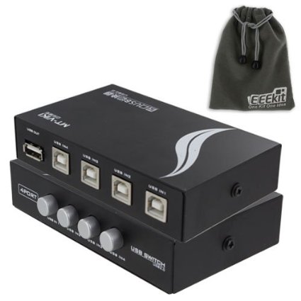 EEEKit for Manual Scanner Printer PC, 4 Port USB2.0 Sharing Switch Box Hub   EEEKit Protective Storage Pouch Gray for Free