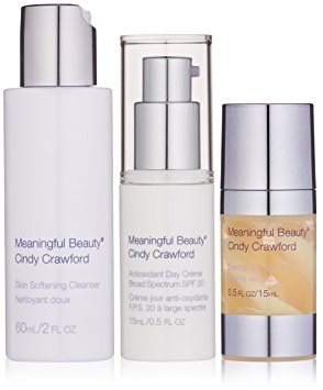 Meaningful Beauty by Cindy Crawford – 3 Piece Daily Routine Starter System – Skin Softening Cleanser – Antioxidant Day Crème – Crème de Sérum – MT.2065