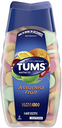 TUMS Ultra Strength Assorted Fruit Antacid Chewable Tablets for Heartburn Relief, 160 count