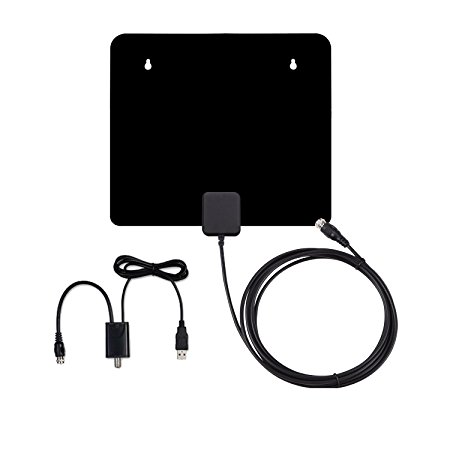 Masione HDTV Antenna Amplified Super Thin Indoor Using - with Detachable Amplifier Signal Booster UHF VHF High Gain and 10ft Excellent Performance Coaxial Cable - 60 Miles Range Digital Antenna