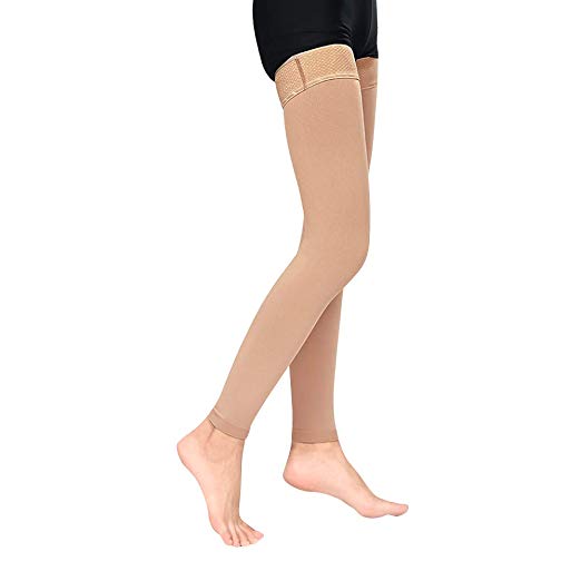 SWOLF Medical Thigh High Compression Stockings, Firm Support 20-30 mmHg Gradient Footless Compression Socks with Silicone Band for Men & Women - Footless Compression Sleeves Leg Support Hose