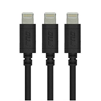 RND Apple Certified Lightning USB 6ft Cable (3-Pack) for iPhone (10, X, 8, 8 Plus, 7, 7 Plus, 6, 6 Plus, 6S, 6S Plus, 5, 5S, 5C, SE) iPad (Pro, Air, Mini) and iPod  (6 feet/Black)