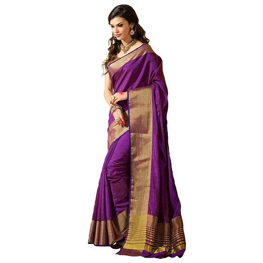 Shree Designer Sarees Womens Honoured Purple Kanchipuram Silk Saree