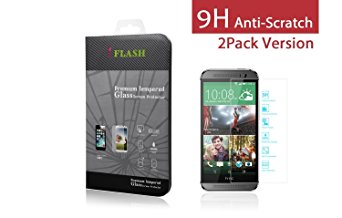 iFlash® 2 Pack of Premium Tempered Glass Screen Protector For HTC ONE M8 2014 Model AT&T, T-Mobile, Sprint, Verizon (NOTE: This's for HTC M8 2014 Model, NOT for HTC M7 Model) - Protect Your Screen from Scratches and Bubble Free - Maximize Your Resale Value - 99.99% Clarity and Touchscreen Accuracy (2Pack, Retail Package)
