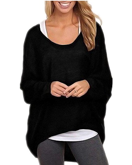 ZANZEA Women's Sexy Long Batwing Sleeve Loose Pullover Casual Top Blouse T-Shirt