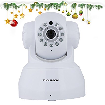 FLOUREON 720P WiFi Security Camera Home Wireless Surveillance IP Camera P2P Indoor Dome Baby Monitor with Night Vision Pan/Tilt Two way Talk (White)