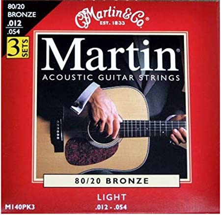 Martin 80/20 M140PK3 Bronze Acoustic Guitar Strings - Light (Pack of 3)