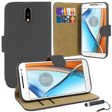 Motorola Moto G4 Case Premium Slim Leather Book Wallet Case Cover Pouch Comes With Screen Protector & Stylus Pen (Released 2016)