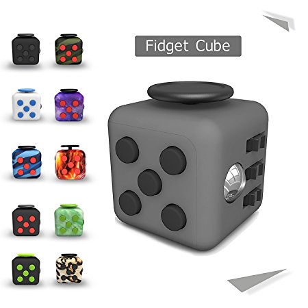 Tepoinn Fidget Attention Cube Relieves Stress and Anxiety Educational Development Toys for Children and Adults, Deep-Gray