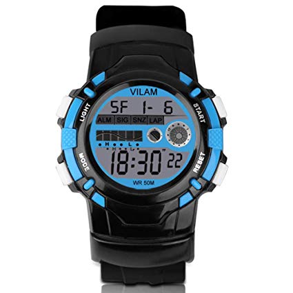 Kid Watch Sport Waterproof Multi Function Digital Wristwatch for Boy Girl Children Gift Outdoor Kids Digital Sport Watch with 7 Colorful LED Lights and Detachable Watchband