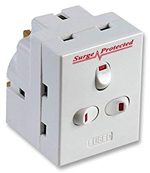 3-Way UK Mains Surge Protected Switched 13A Adapter/Individually Triple Switched Block Socket Splitter/Fitted With 13 Amp Fuse & Surge Protection/iCHOOSE