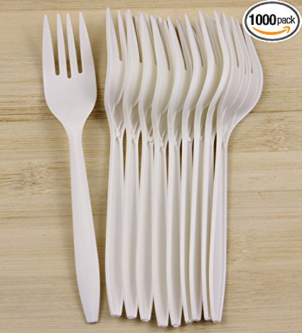 GreenWorks Eco-friendly 6" Plant Starch Disposable Cutlery Forks,1000 Count Cornstarch Biodegradable Forks