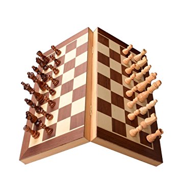 Christmas Gifts Wooden Folding Square Magnetic Chess Set 7 inch |Handmade| Travel Chess Board Game