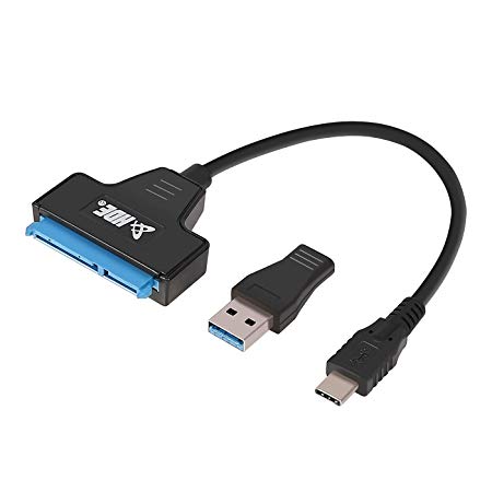 HDE USB C to SATA Adapter Cable for External Hard Drive HDD/SSD Drives (Thunderbolt 3 Compatible) with Included USB-C to USB Type A 3.0 Adapter for Laptop and Desktop PCs