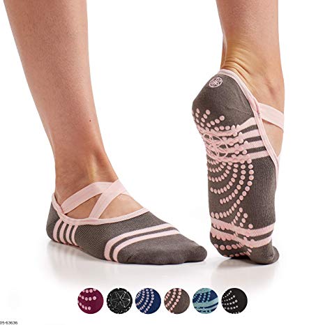 Gaiam Yoga Barre Socks | Non Slip Sticky Toe Grip Accessories for Women & Men | Pure Barre, Hot Yoga, Pilates, Ballet, Dance, Home for Balance & Stability | Available in Multiple Colors & Pack Sizes