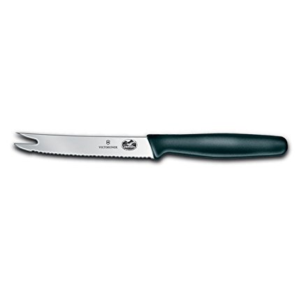 Victorinox Cutlery 4-1/4Inch Fork-tipped Tomato Knife, Black Polypropylene Handle