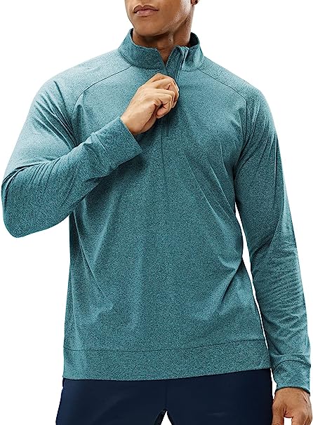 MIER Men's Quarter Zip Pullover UPF 50  Long Sleeve Golf Hiking Running Athletic Shirts, Lightweight Brushed Back Fleece