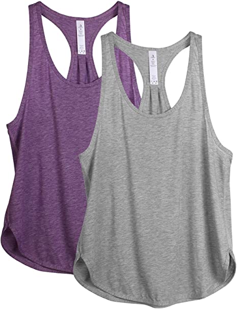 icyzone Workout Tank Tops for Women - Athletic Yoga Tops, Racerback Running Tank Top(Pack of 2)