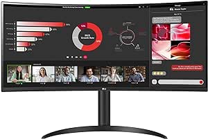 LG 34WR55QC-B 34" Curved UltraWide WQHD HDR 10 100Hz Monitor with USB Type-C, 3440x1440 Curved Display, 100Hz Refresh Rate, AMD FreeSync, Borderless Design