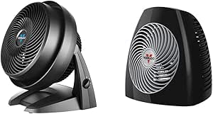 Vornado 630 Mid-Size Whole Room Air Circulator Fan & MVH Vortex Heater with 3 Heat Settings, Adjustable Thermostat, Tip-Over Protection, Auto Safety Shut-Off System, Black