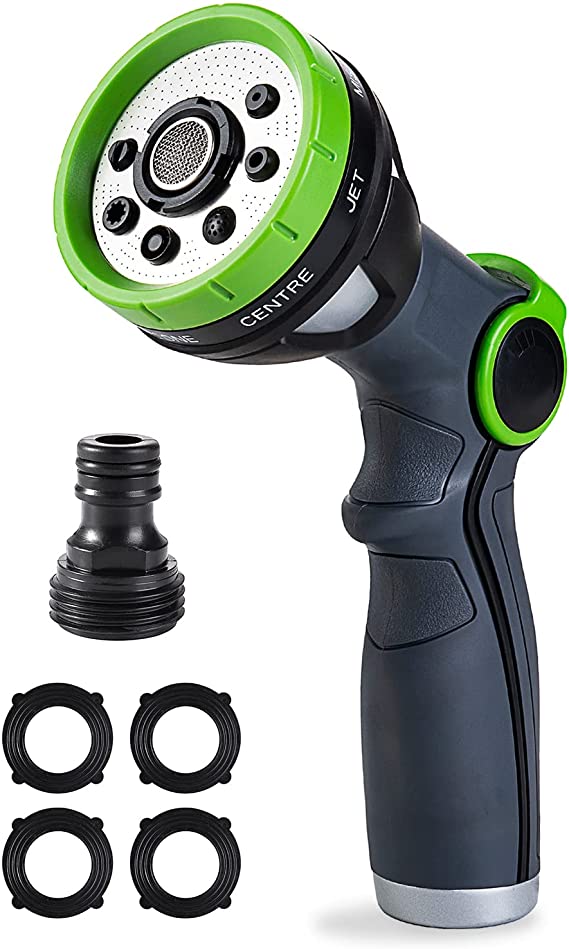 Garden Hose Nozzle Sprayer Thumb Control High Pressure Pistol Grip Easy Water Control- Hose Spray Nozzle Best for Watering Plants Cleaning & Car Wash/Features 10 Spray Nozzle