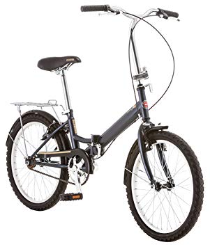 Schwinn Hinge Folding Bike, Great for Urban Riding and Commuting, Featuring Low Step-Through Steel Frame, Single-Speed Drivetrain, Front and Rear Fenders, Rear Rack, Carrying Bag, and 20-Inch Wheels