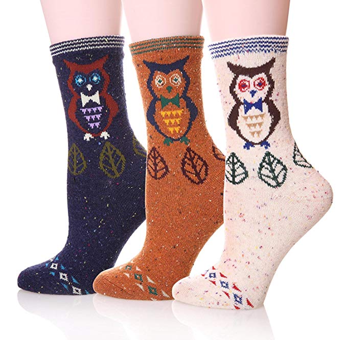 LANSHULAN Women's Casual Cartoon Cute Socks 3 pairs