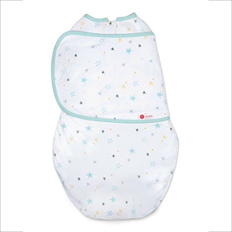 embe 2-Way Classic Cotton Swaddle for Babies (Stars) Gender Neutral, 0-4 mo, 6-14 lbs, Mint Teal Aqua
