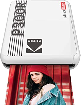 Kodak Mini 3 Retro Portable Photo Printer, Compatible with iOS, Android & Bluetooth Devices, Real Photo: (3”x3”), 4Pass Technology & Laminating Process, Print Photos - White