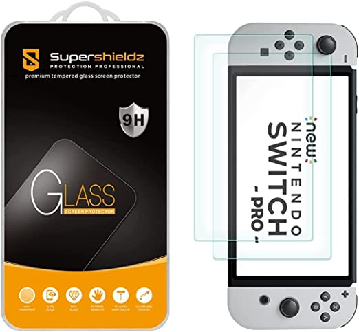 (2 Pack) Supershieldz Designed for Nintendo Switch OLED (2021) Tempered Glass Screen Protector, 0.32mm, Anti Scratch, Bubble Free