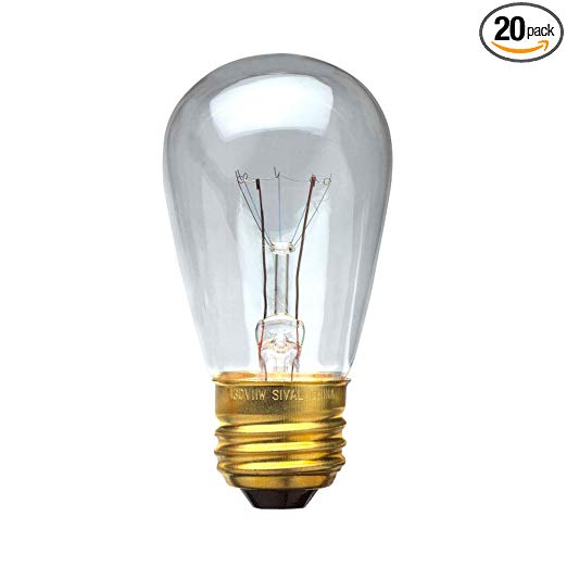 20 PACK -- 11S14/CL, 11 Watt S14 Incandescent Light Bulb, Medium Base, Clear