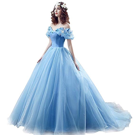 Chupeng Women's Princess Costume Butterfly Off Shoulder Cinderella Prom Gown Wedding Dresses Evening Gown Quinceanera Dress