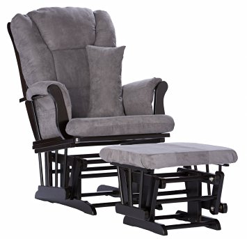 Stork Craft Tuscany Custom Glider and Ottoman with Free Lumbar Pillow, Black/Grey