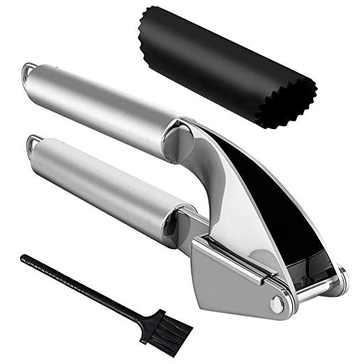 Garlic Press, Alotpower Stainless Steel Mincer & Crusher With Silicone Roller Peeler. Easy Squeeze, Rust Proof, Dishwasher Safe, Easy Clean