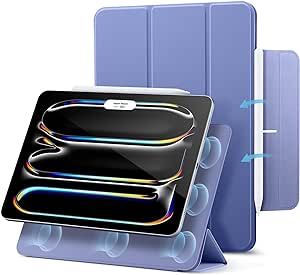 ESR Cover per iPad Pro 13 Pollici M4 (2024), Custodia Magnetica con Supporto Trifold, Aggancio Magnetico, Supporto per Pencil Pro/Pencil (USB-C), Auto Attivazione/Standby, Protezione Durevole, Viola