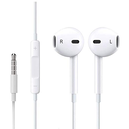 Premium Earbuds Headset [2 Pack ] Wired Headphones Mic Remote Control Fits iPhone iPod iPad Mac Android Samsung Galaxy Kindle MP3 MP4 (White)