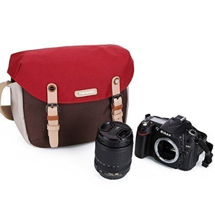 Camera Bag for Women DSLR Camera Bag Waterproof insert Sling for Canon Rebel 70d Nikon Sony a6000 Mirrorless Digital Camera Case and Bags Red