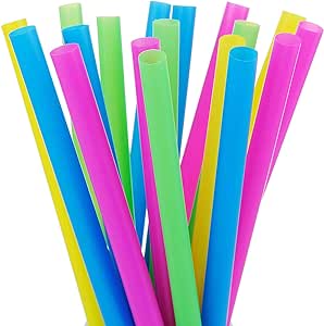 100 Extra Large Plastic Bubble Tea Smoothie Straws, 12 mm Wide X 8 1/2" Long Boba Straws