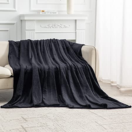 softan Fleece Blanket large Bed Throws fluffy and warm Soft flannel throws for sofas, Bedroom, Travel, camping, black 150x200cm