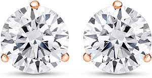 3/4-5 IGI Certified LAB-GROWN Round Cut Diamond Earrings 3 Prong Push Back Value Collection (D-E COLOR, VS1-VS2 CLARITY)