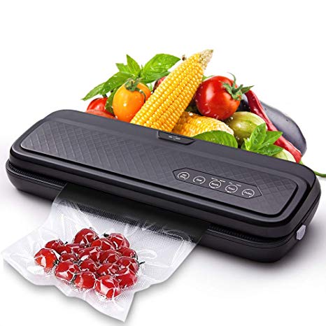 Vacuum Sealer Machine Automatic Vacuum Air Sealing System  with Starter Kit For Food Preservation Dry & Moist Food Modes (Black)