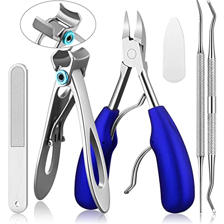 Thick Toenail Clipper Nail Clippers for Ingrown Hard Toenail Fingernail Stainless Steel Pedicure Clippers Toenail Cutters Toenail File and Lifter for Men Women Senior (Blue)