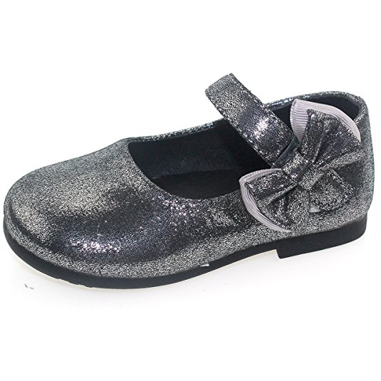 Bella Rosa Toddler Little Girls Glitter Mary Jane Side Flowers Ballet Flat Shoes New Chirstmas Gift