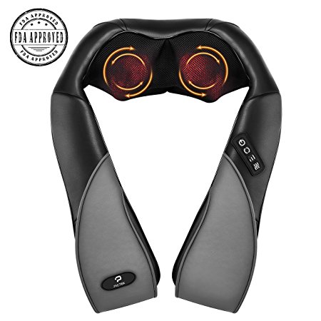 PICTEK Back Neck and Shoulder Massager, 3D Shiatsu Kneading Massage with Heat Therapy, Speed Control，FDA Approved, 8 Nodes for Neck, Back, Shoulder, Foot, Leg at Home, Office, Car, Father’s Day Gift