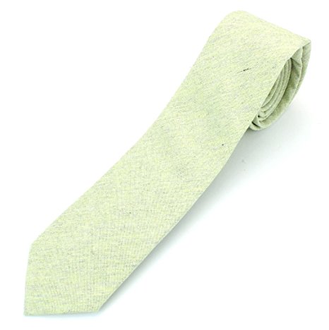 Men's Chambray Cotton Skinny Necktie Tie - 2 1/2" Width Textured Distressed Style