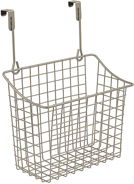 Diversified Grid Storage Basket, Over The Cabinet, Steel Wire Sink Organization for Kitchen & Bathroom, Large, Satin Nickel PC